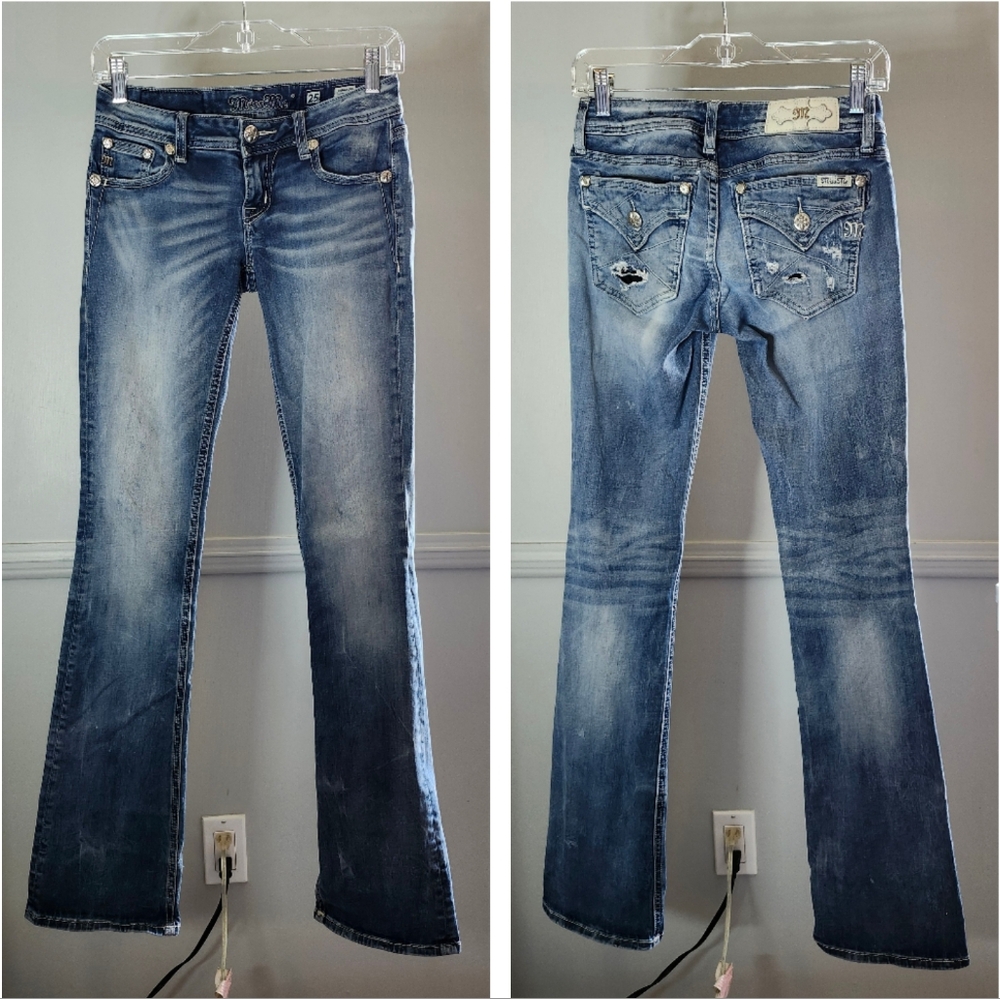 Miss Me Jeans Sliming Distressed Western Disco Boot Cut